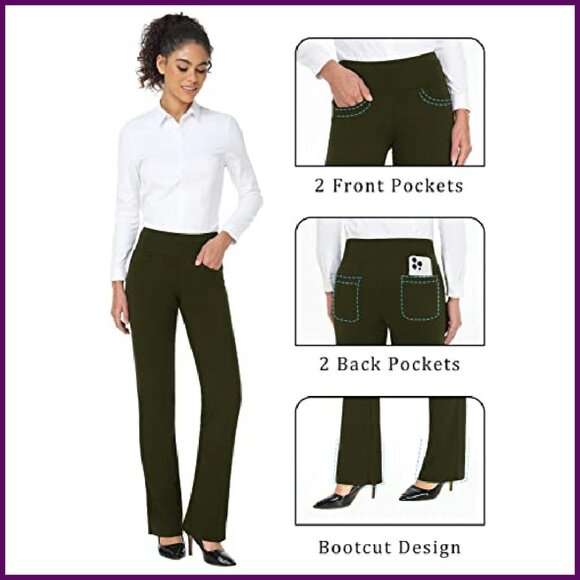 Bootcut Yoga Pants with Pockets, 4-Way Stretch, Mid-Rise, Flared Leg - Picture 4 of 8